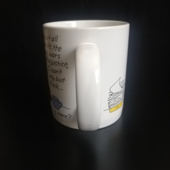Snarky Cat Cartoon Ceramic Mug "Why do I keep working here" Funny Coffee Mug - Picture 3 of 5